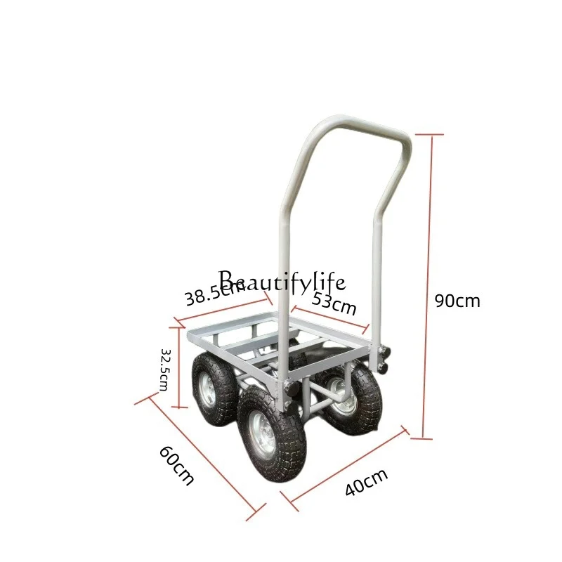 Hardware tools trolley pull flat 4 wheels plastic basket 10 inches inflatable labor-saving large wheel