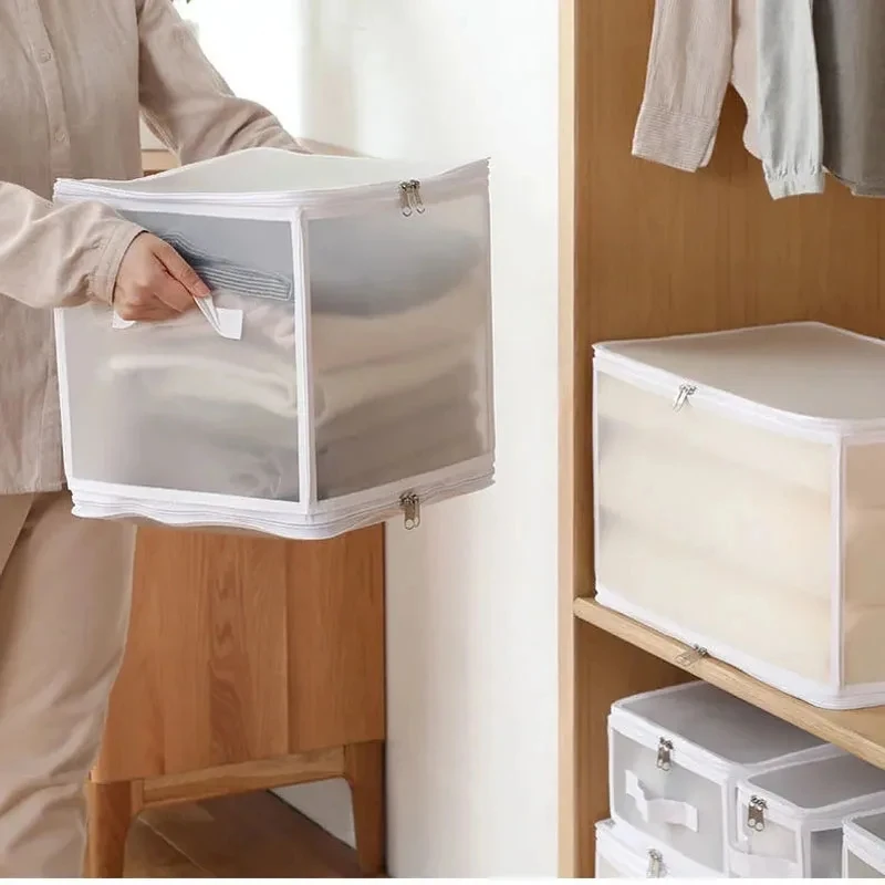 Transparent Thickened Wardrobe Storage Boxes Household Foldable Sundries Storage Boxes Wardrobe Clothes Dust-proof Storage Boxes