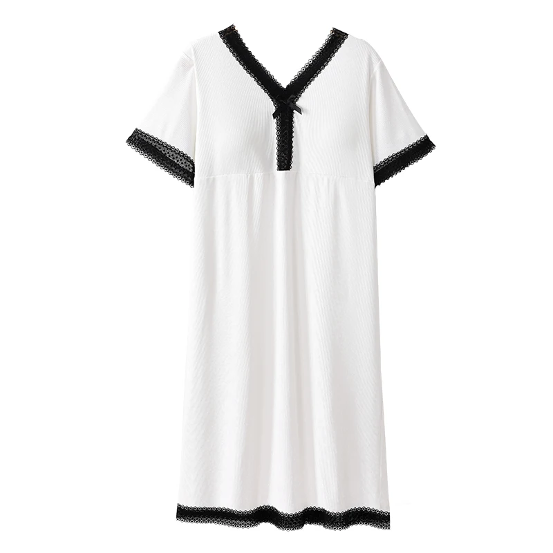 Sexy summer women nightshirt with chest pad M-4XL ice silk nightgown short sleeve nightdress