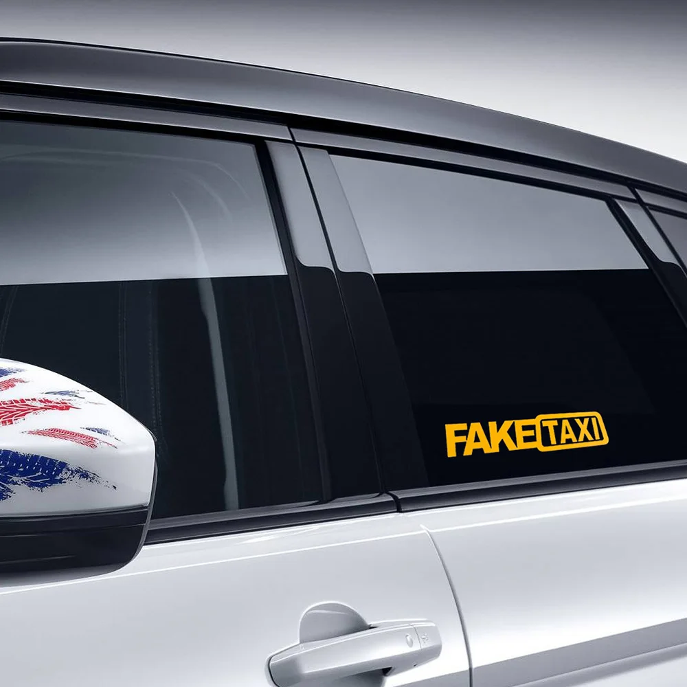 2Pcs FAKE TAXI Car Stickers Reflective Stickers Funny Window Vinyl Decals Styling Self Adhesive Emblem Car Stickers