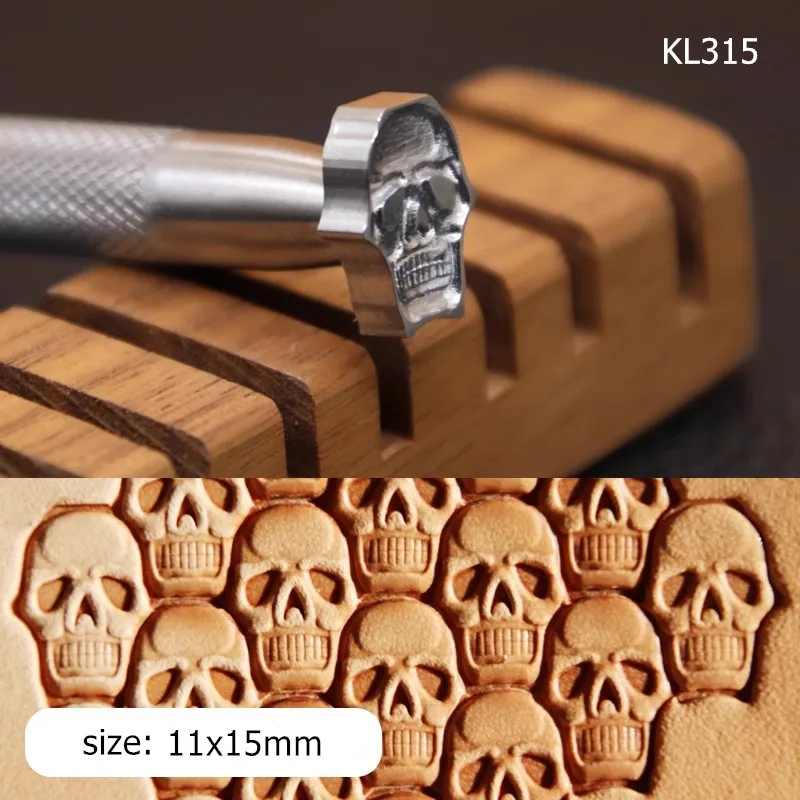 Totenkopf Stempel Edelstahl 3D Relief für Lederhandwerk