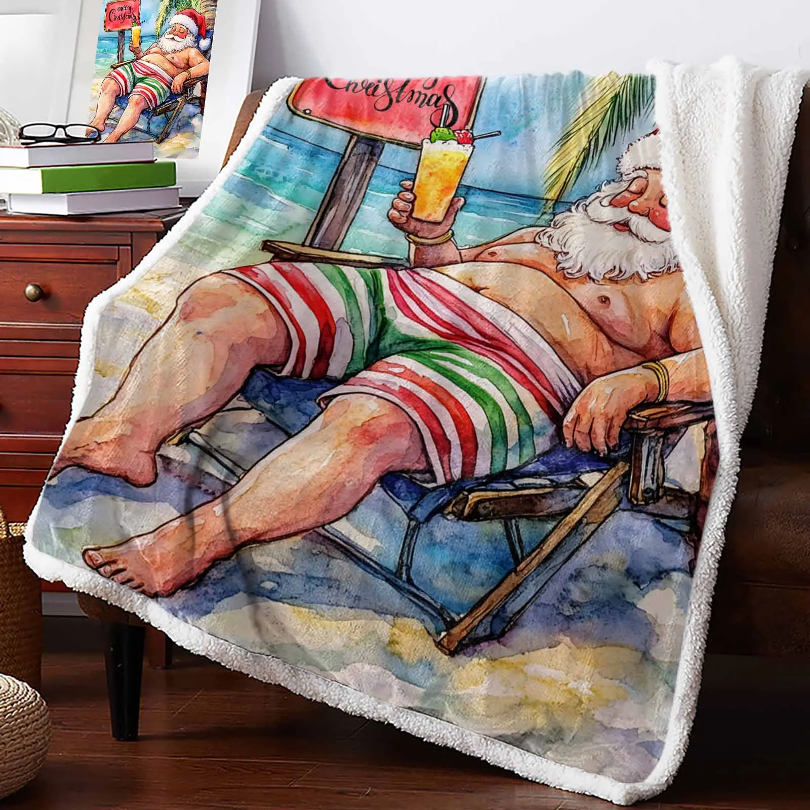 Christmas Winter Santa Claus Cashmere Blanket Warm Winter Soft Throw Blankets For Beds Sofa Wool Blanket Bedspread