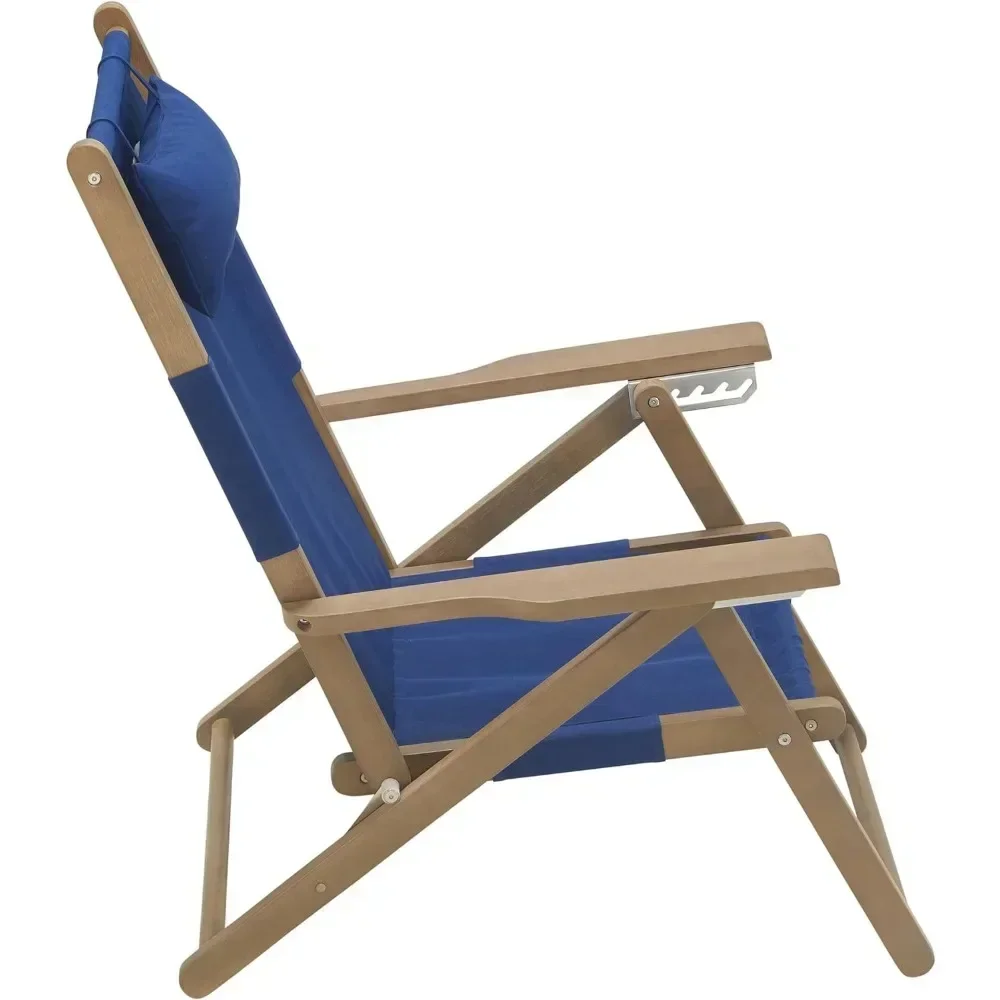 Foldable Chair Outdoor Weather-Resistant Wood Folding Chairs With Carry Straps and Reclining Seat-Beach Essentials Adult Camping