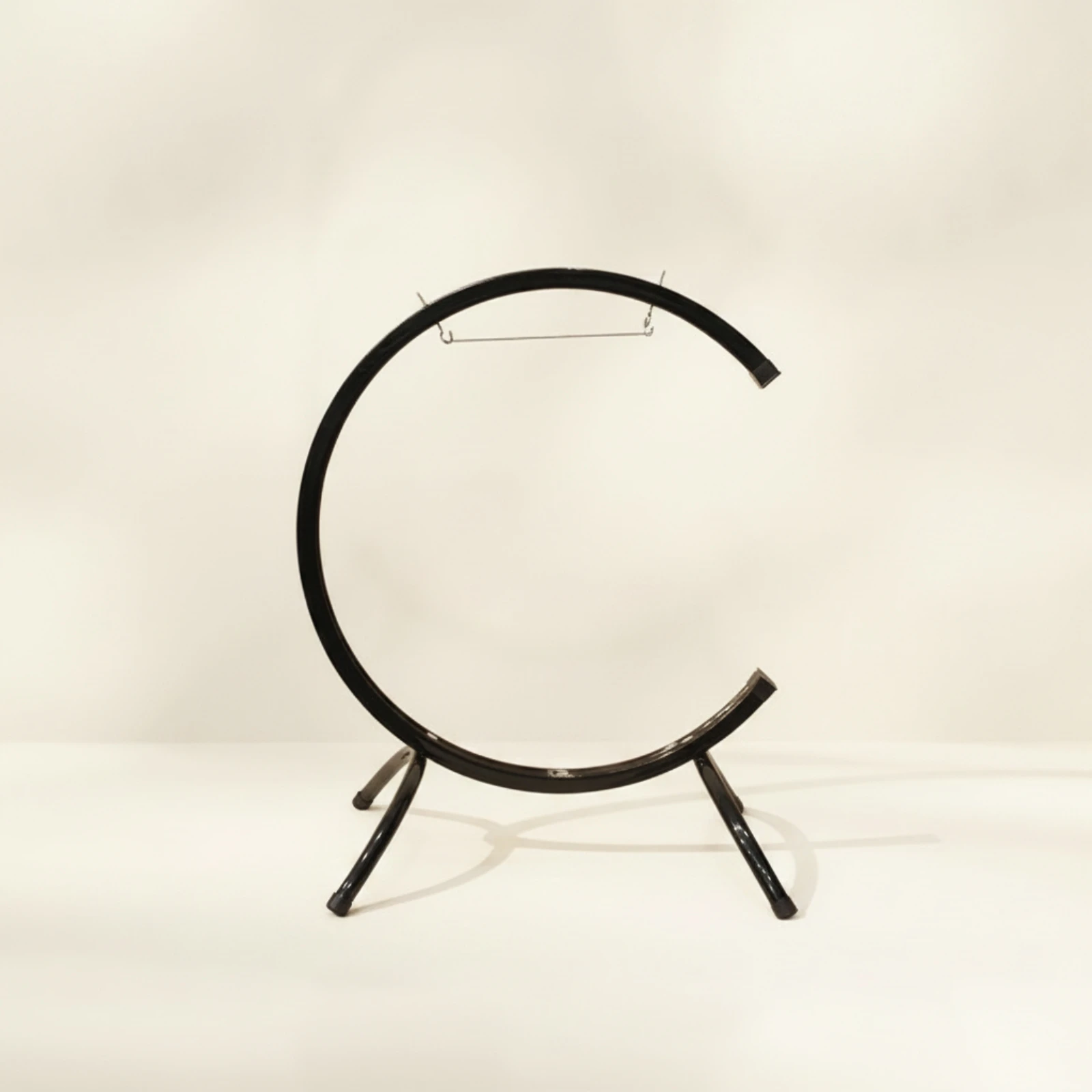 C-Shaped Gong Stand Powder Coated Cylindrical Gong Stand Minimalist Sturdy for Sound Healers, Meditation Rooms
