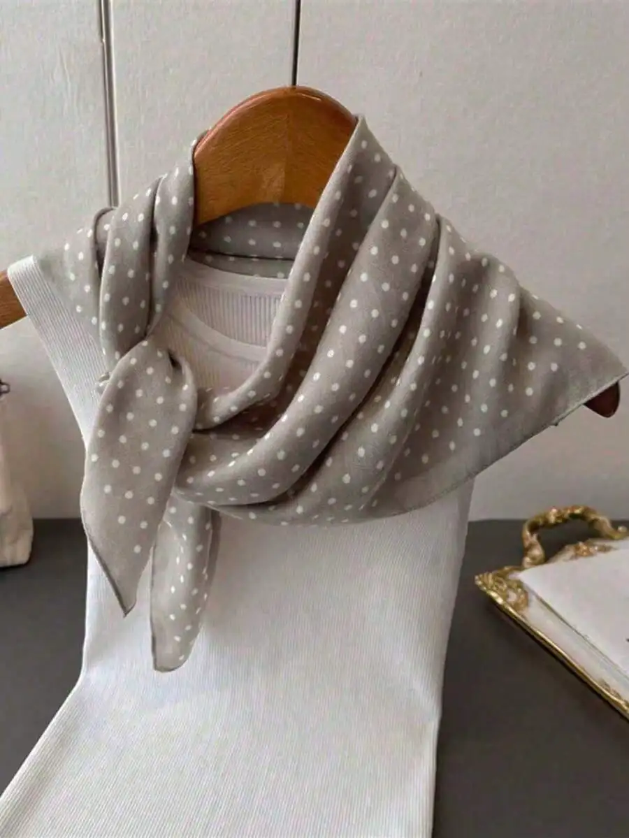 

Polka Dot Print Scarf For Women, Versatile Headband Neck Scarf Shawl