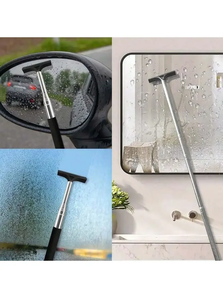 

Telescopic Handle Car Rearview Mirror Wiper Durable Stainless Steel Auto Glass Cleaning Tools Brush Auto Mirror Cleaning Gadgets