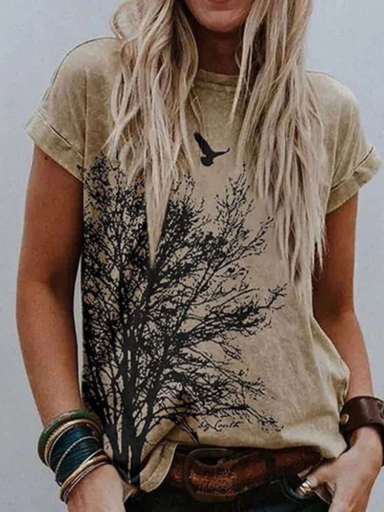 

HONGHANYUA S-5XL Summer 2022 Women Short Sleeve Casual Floral Print Fashion Top O-Neck Retro T SHIRT Graphic Loose Hot Spot Tee