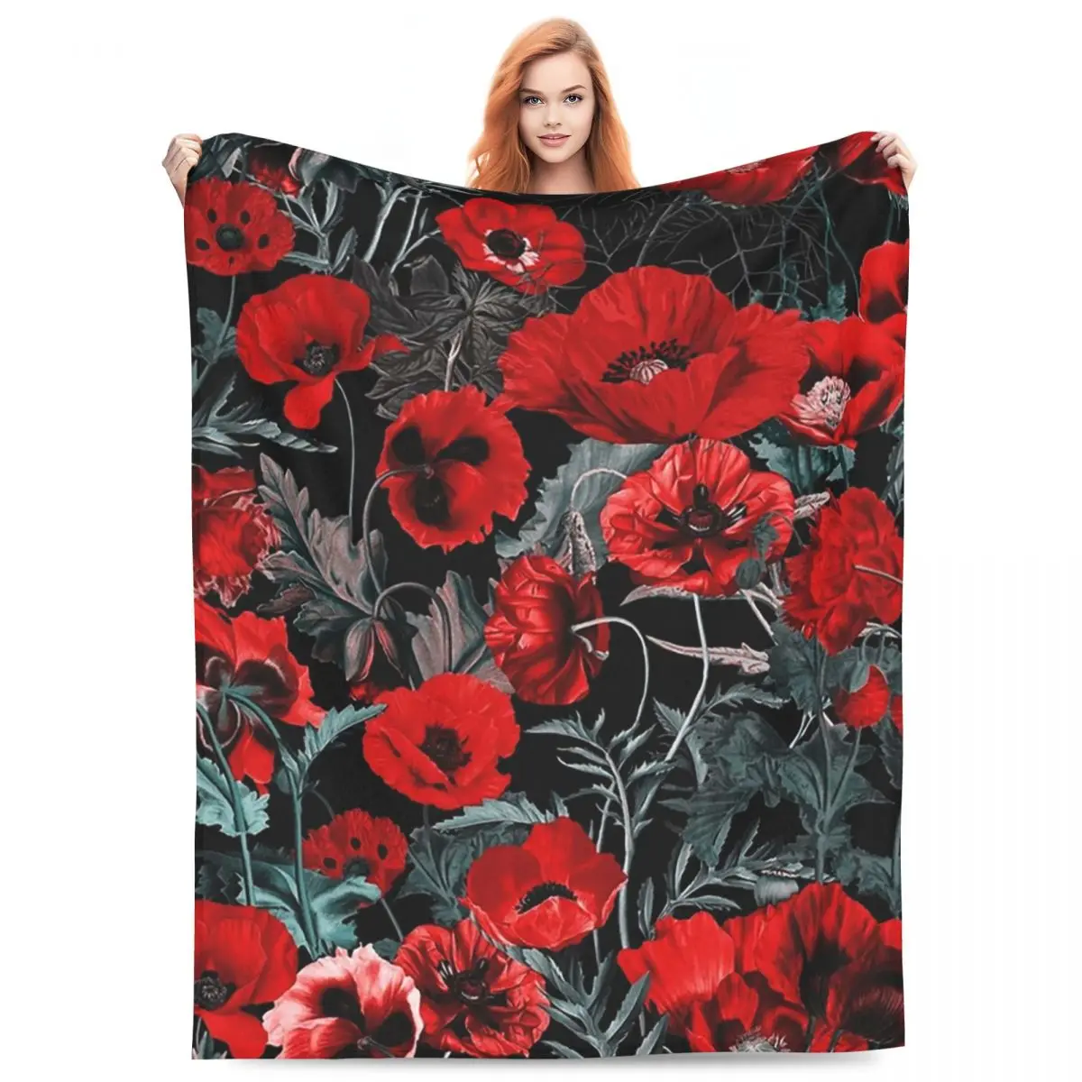 Poppy Gard Blanket Fleece Sofa Throw Blanket Super Soft for Home Bedroom Office Throws Bedspread Quilt