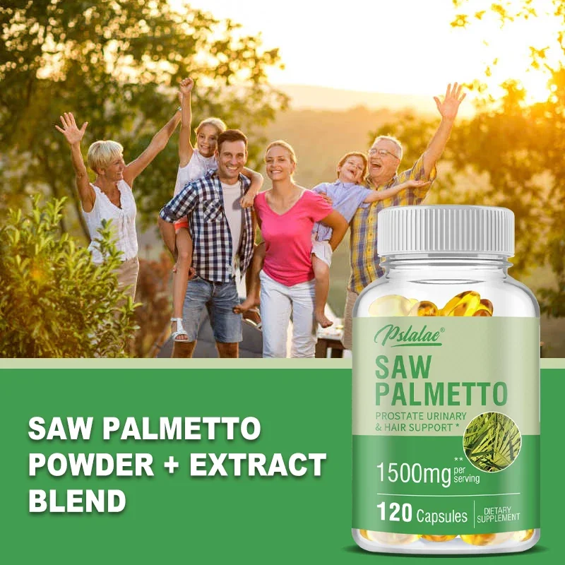 Saw Palmetto Suplemento Suporta Saúde da Próstata, Blocos DHT, Luta a Perda de Cabelo, Promove a Saúde do Trato Urinario Sem Glúten