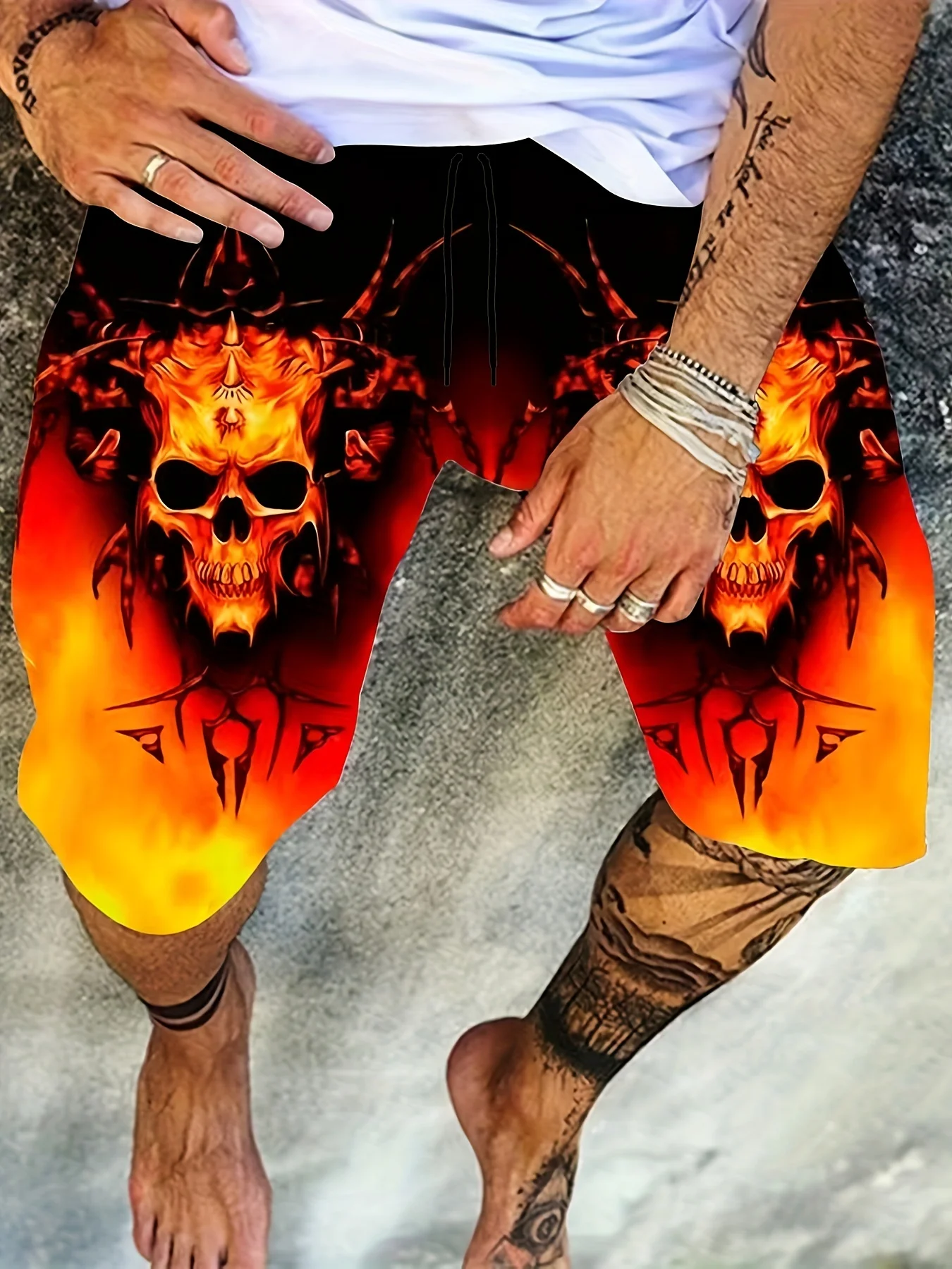 Newhot selling3Dskull print men\'s summer street fashion clothing beach loose shorts casual sports surfing polyester fiber shorts