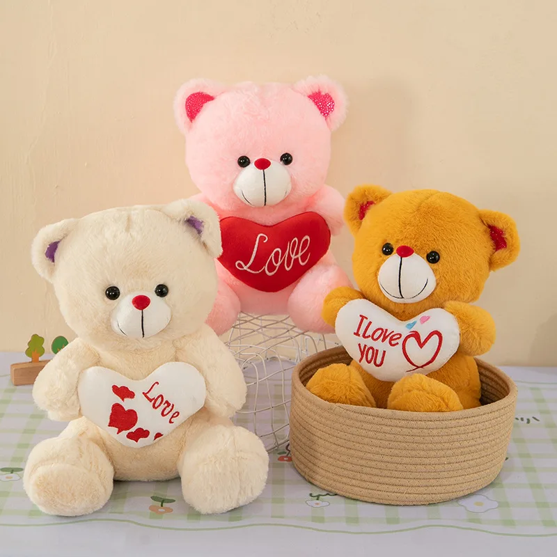 New Cartoon Love Heart Bear Plush Stuffed Doll Toy Creative Cute Love Bear Doll 520 Valentine's Day Confession Birthday Gifts