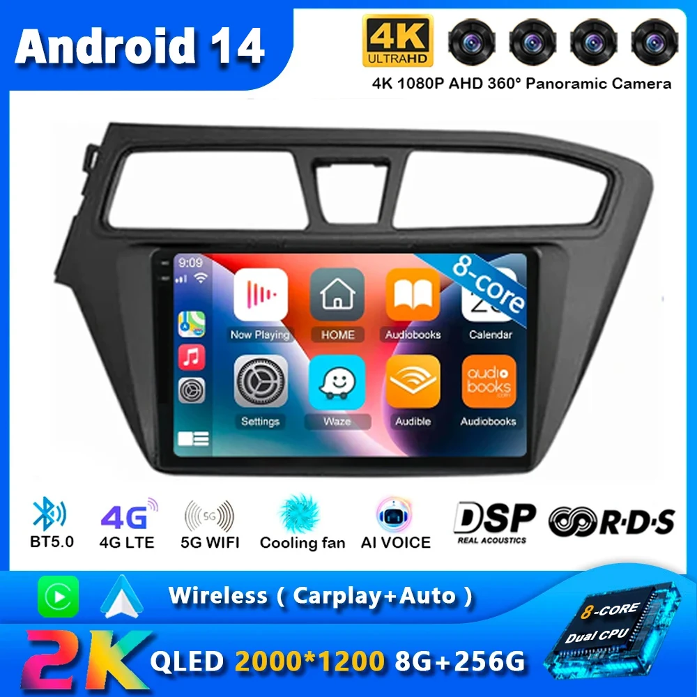 

Android 14 Carplay Car Radio For Hyundai I20 LHD 2015 2016 2017 2018 Navigation GPS Multimedia Player WiFi+4G Auto stereo BT DSP