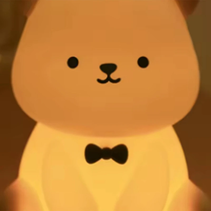AB09-Silicone Teddy Bear Fun Night Light 3 livelli dimmerabile Luce per asilo nido Colorato bianco caldo per dormire accanto alla lampada per la camera da letto