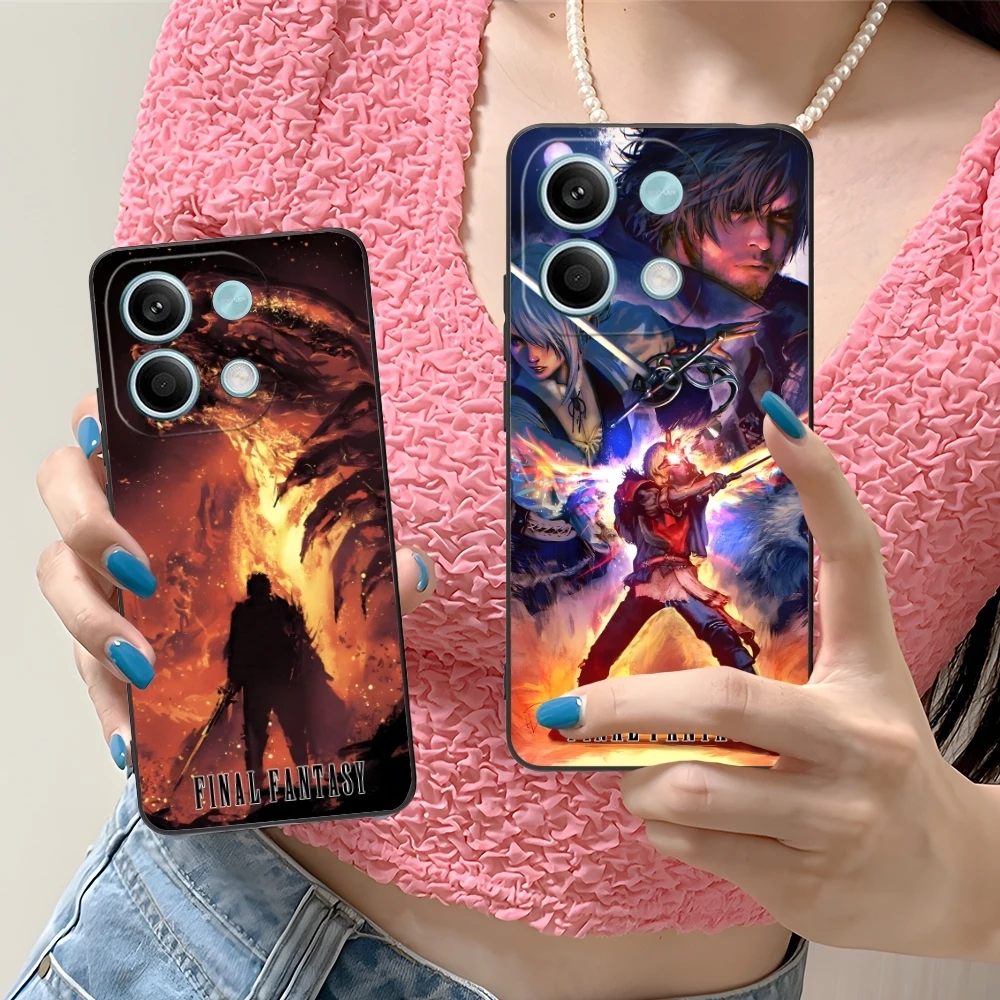 Final Fantasy Painting Mobile Cell Phone Case for Xiaomi Redmi Note 13 12 11 10 9 8 7 6 S A Pro Lite Plus 5G Black Cover Shell