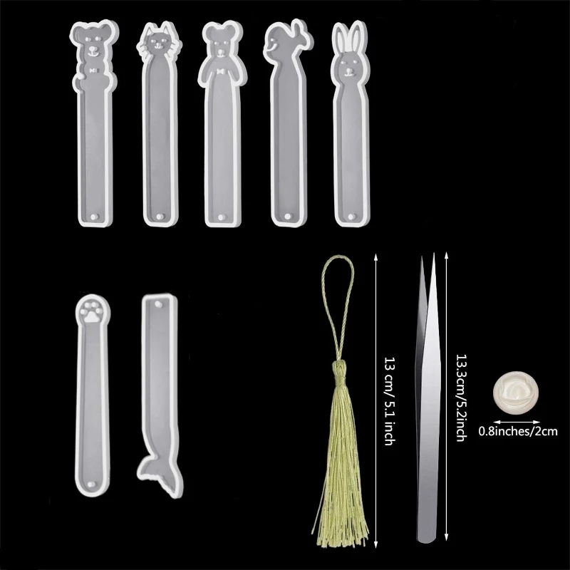 Marcapáginas rectangular de silicona para manualidades, molde transparente de resina epoxi para fabricación de joyas