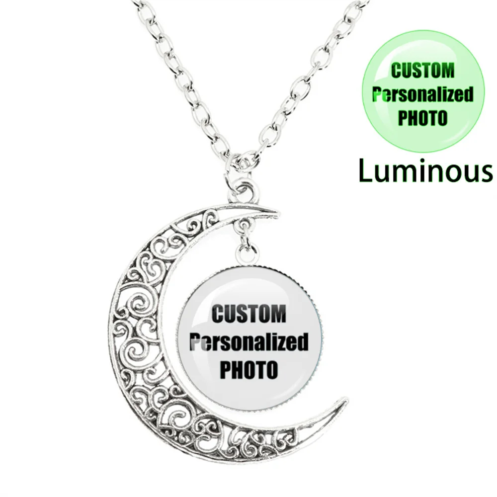 Luminous Personalized Handmade Pendant Necklace Mum Dad Girlfriend Baby Custom Family Photo or Text Accessories Necklace Gift