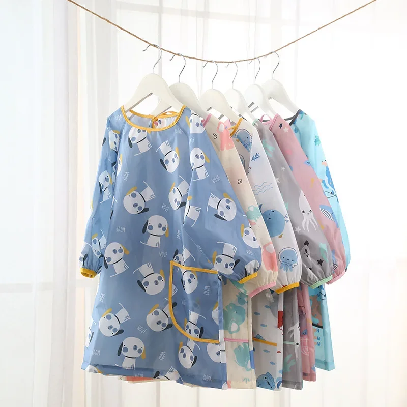 Baby Bibs Long Sleeve Apron Waterproof Boys Girls Art Smock Cloths Children Kids Painting Apron for Kindergarten