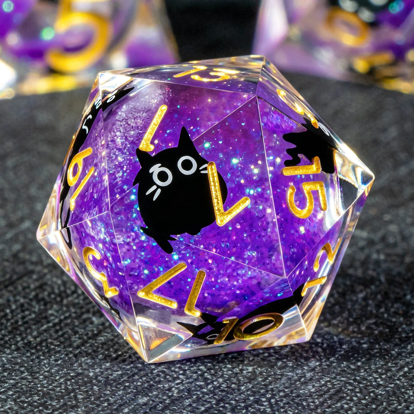 

Cat Liquid Core DND Dice Set, Sharp Edged D&D Dice Set, Resin Polyhedral Dice Set for Dungeons and Dragons, Role Playing Game