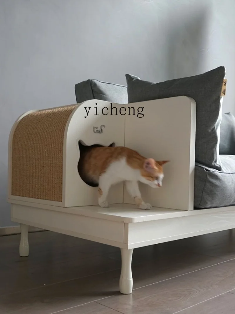 Xl Furniture Single Double Solid Wood Cat Shared Sofa Waterproof and Non-Stick Wool with down Feather Cushion