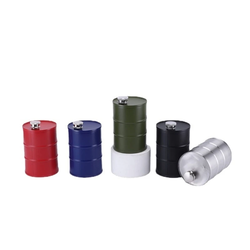 750ML Barrel Shaped Wine Flasks Stainless-Steel Hip Flask Portable Pot Pocket Beer Container