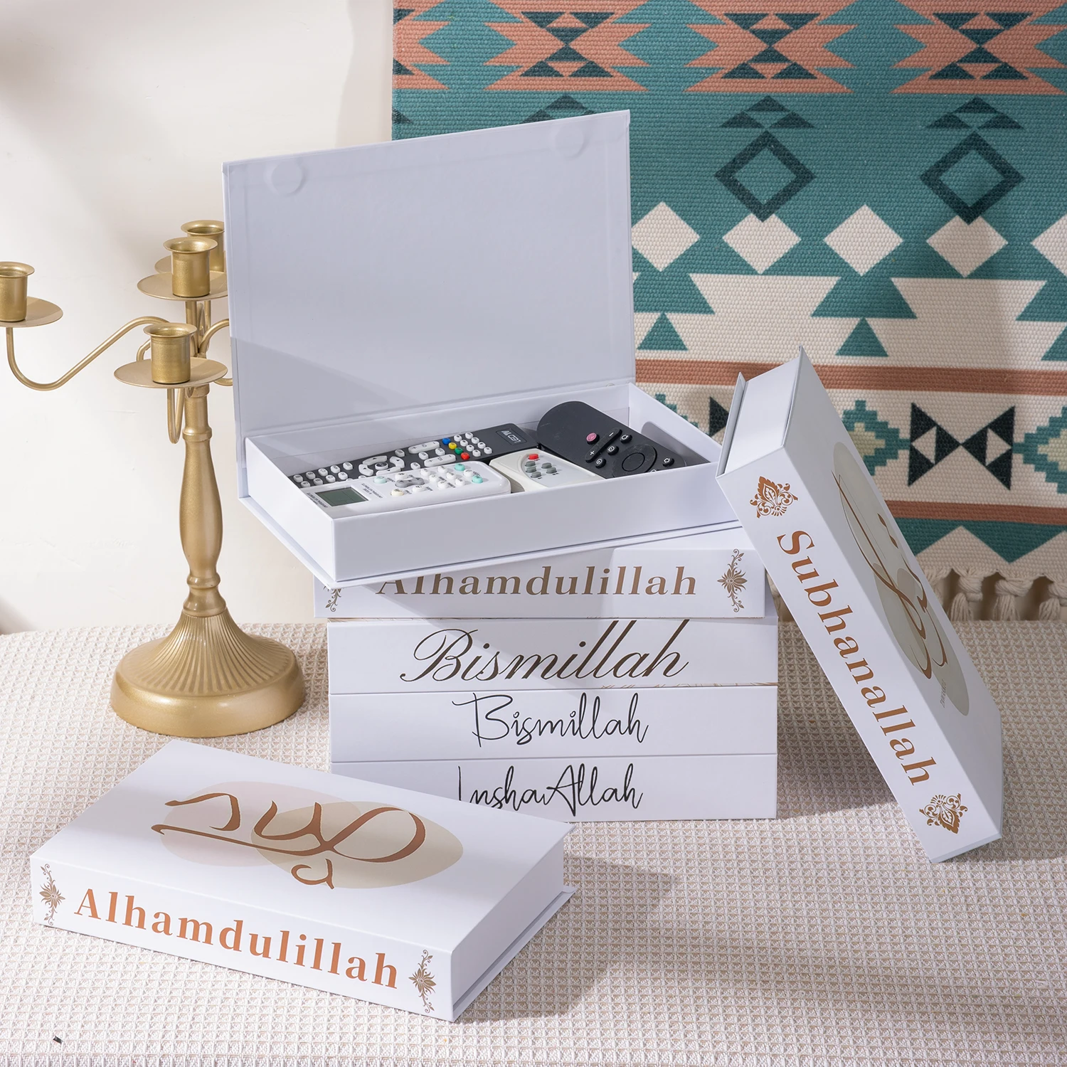 Islamic Luxury Fake Book Decorative Books Storage Box Coffee Table Interior Decoration Kaaba Mosque Muslims Bedroom Home Decor