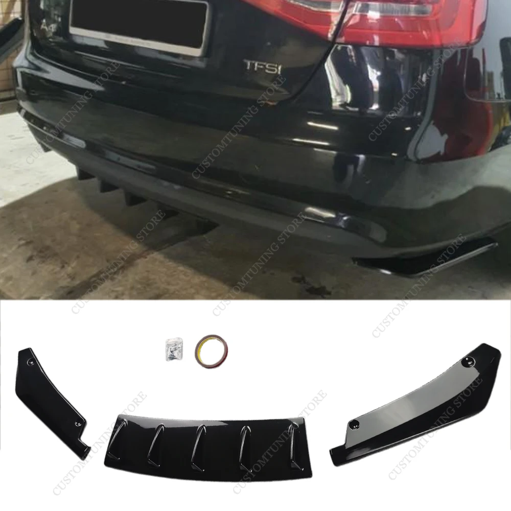 For AUDI A4 B8 8K Rear Bumper Diffuser Side Splitter A4 B8 TFSI TDI 2008-2011 Pre-Facelift  Rear Bumper Diffuser Bodykits Tuning 