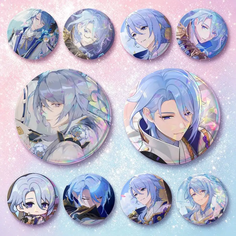 Kamisato Ayato Genshin Impact Badges 25 32 44 58 75 Mm Round Cosplay Pin Bag Decor Fans Collect Friends Gifts Brooch Souvenir