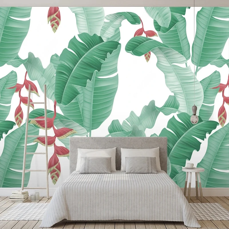 Custom Any Size Mural Wallpaper 3D Tropical Plants Flowers And Birds Fresco Living Room Background Wall Papel De Parede Tapety