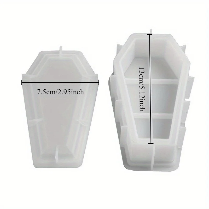 1pc DIY Crystal Drop Glue Coffin Storage Box Mold with Lid Halloween Decoration Silicone Mold