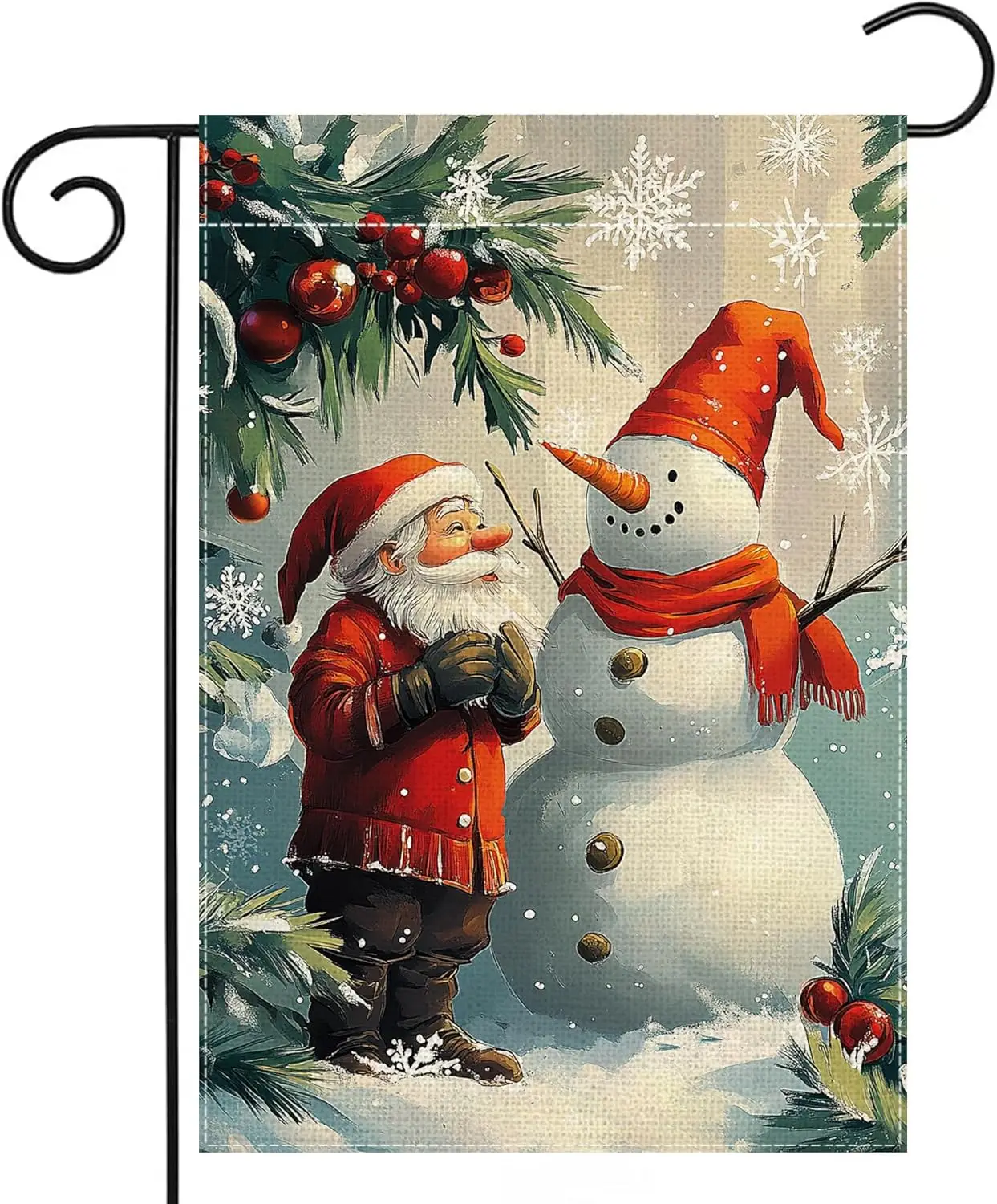 Winter Snowman Snowflake Garden Flag 12x18 Inch Double Sided Gnome Christmas Yard Outdoor Flag House Holiday Outside Decorat jjp