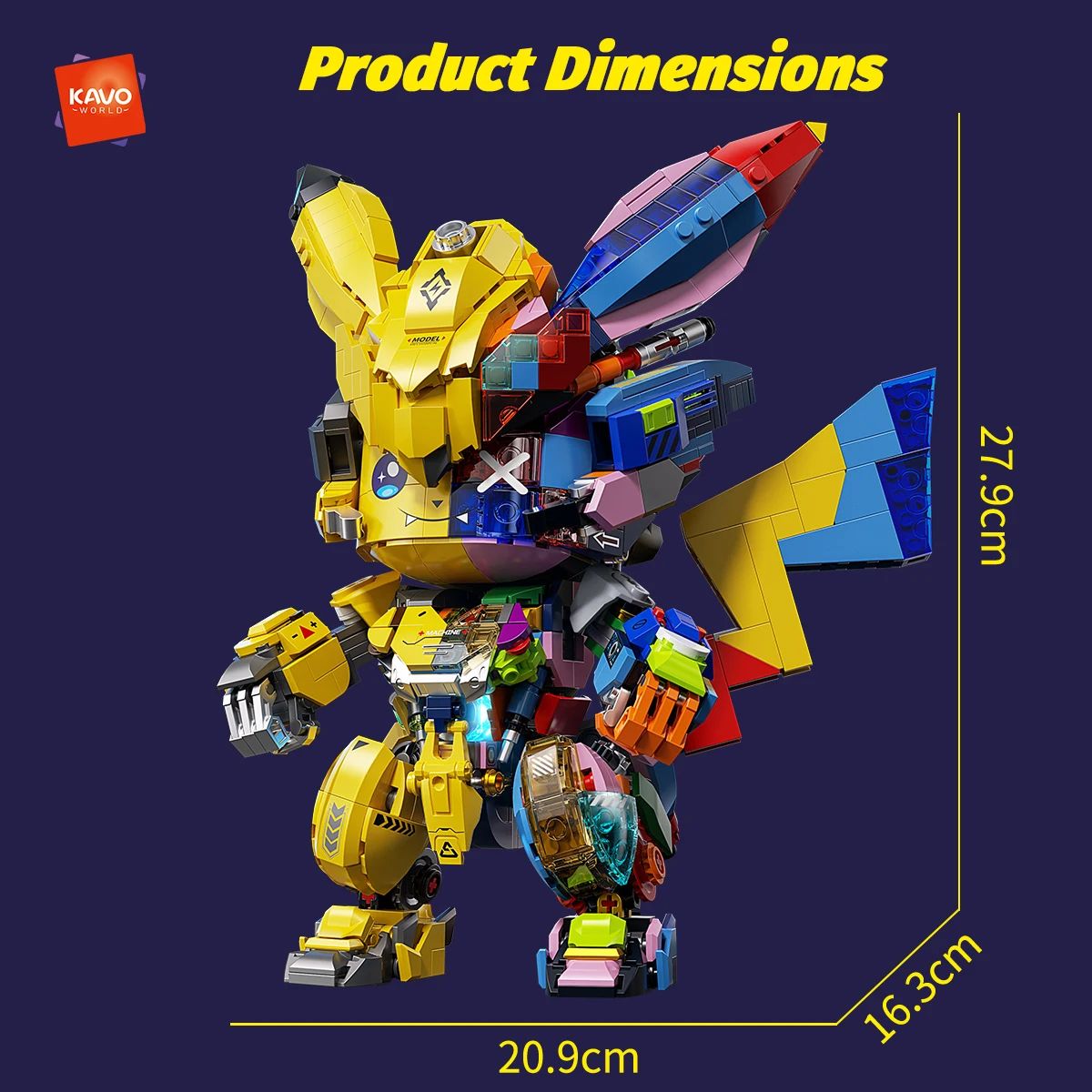 KAVOWORLD DIY Semi Mecha Anime Building Bricks Kit 1505PCS Glow Bricks Desk Decor Collectible Display Model for Building Fans
