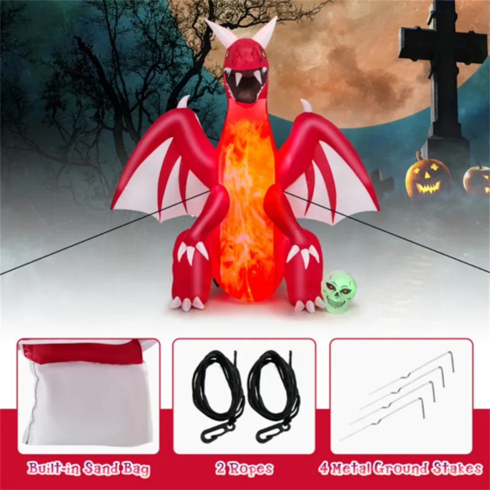 8 Feet Halloween Inflatables fire-breathing dragon