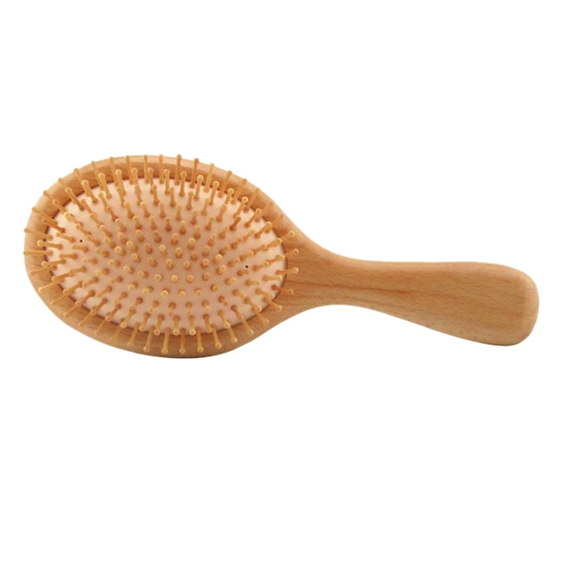 1 PCS Hair Brush Natural Comb Hairbrush Beech + Silicone For Curly Thick Long Dry Wet Hair Detangler Massage Brushes Women