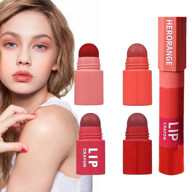 Lápiz labial mate 4 en 1, lápiz labial mate de terciopelo apilable, resistente al agua, no pegajoso, de larga duración, suministros de maquillaje labial para mujeres y adultos