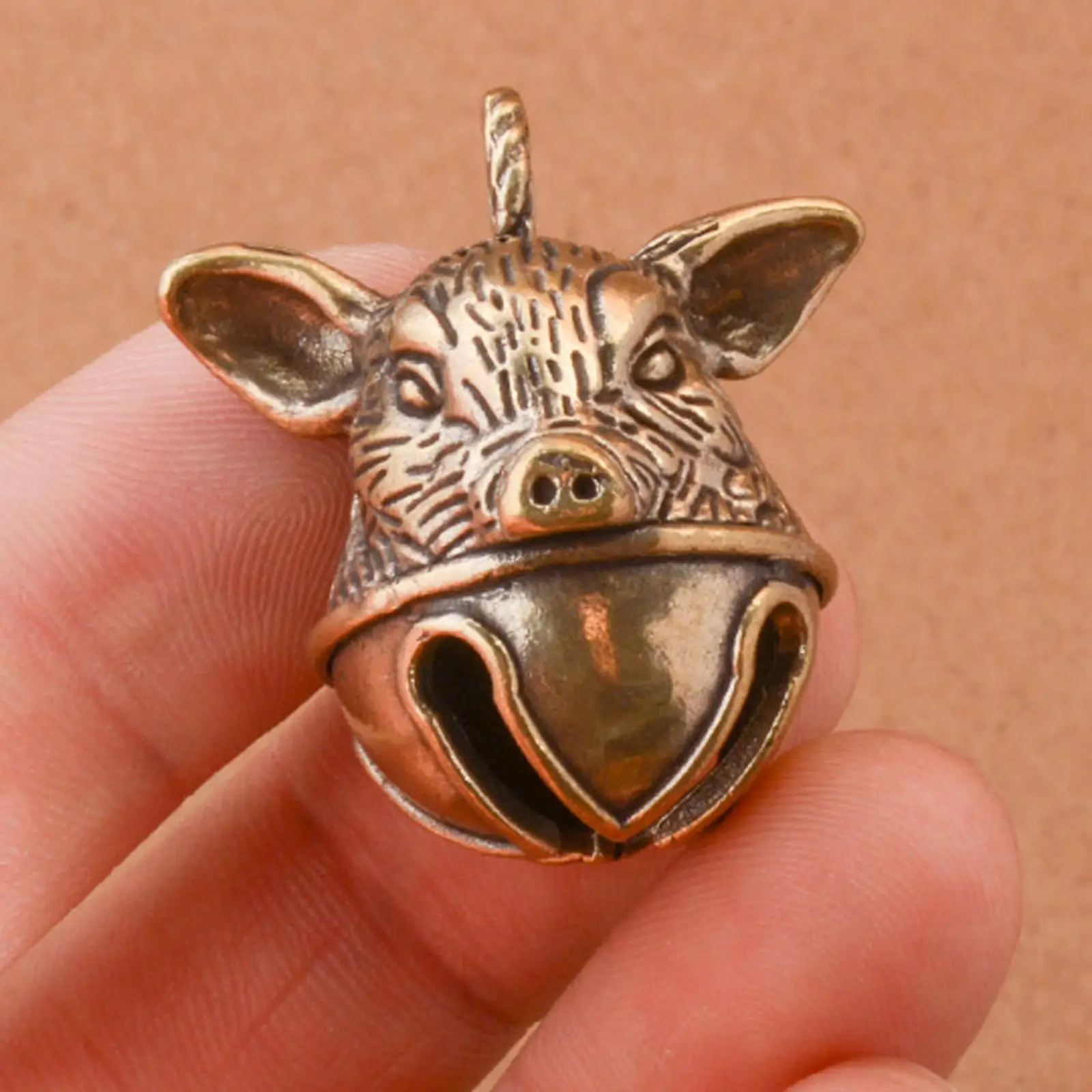 Pig Head Keychain Pendant Keyring Accessories Crafts Feng Shui Home Decor Gift