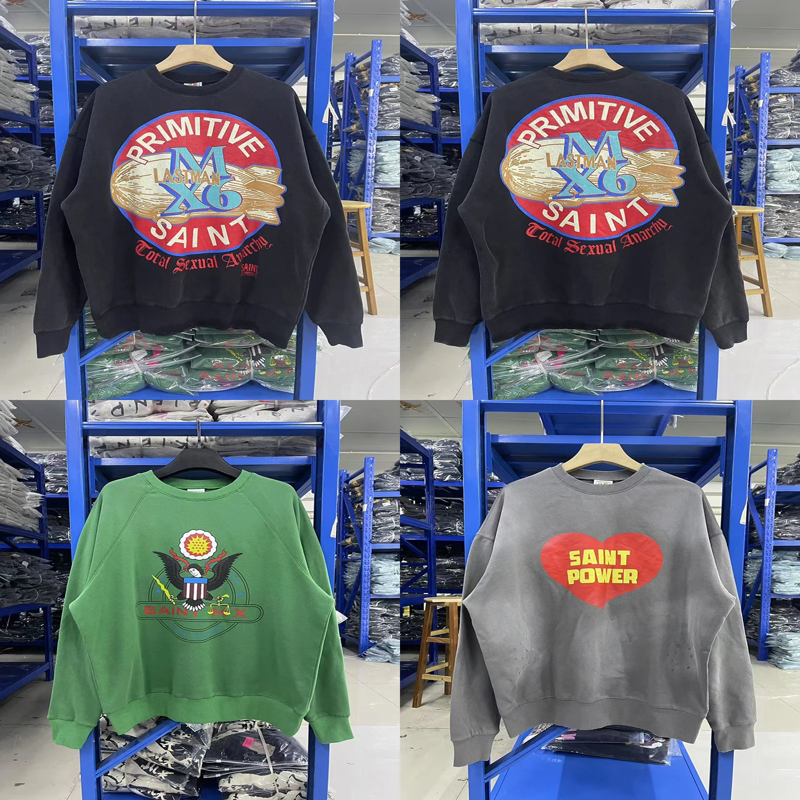 

Good Quality 25ss SSSAINT LOUIS Round-neck Sweatshirt Washed Fashion Men Women Cotton Japan Style Vintage