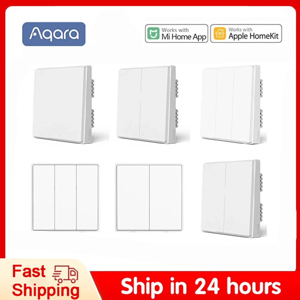 Aqara D1 Smart Wall Switch Zigbee Wireless Remote Control Key Light Switch Neutral Fire Wire Triple Button For Mijia Smart Home