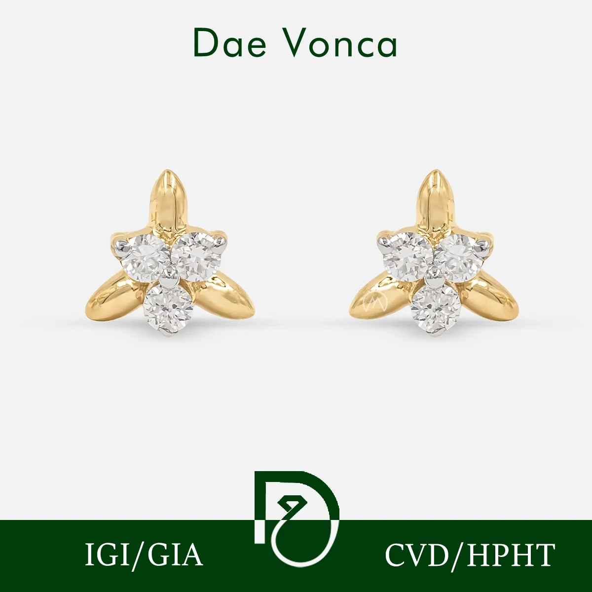 Brilliant Round Cut Lab Created Diamond Earrings VS/VVS Lab Diamond Earrings 9K/14K/18K Solid Gold Stud Earrings For Women