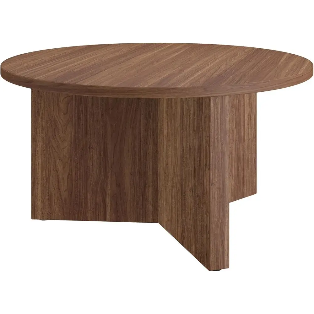 

Круглый деревянный кофейный столик-пьедестал из орехового дерева, 32 дюйма, для гостиной, семейной комнаты, офиса или квартиры