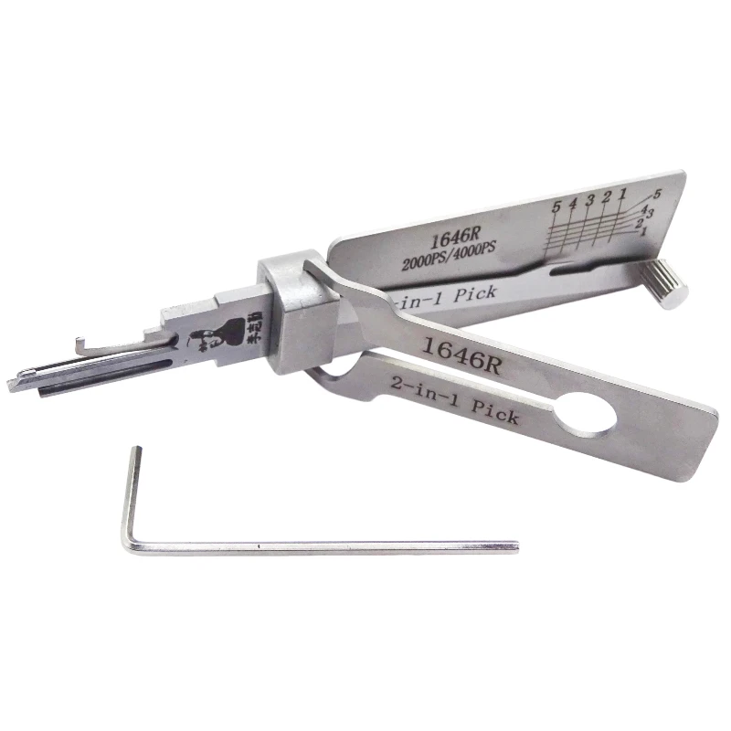 LISHI 1646R 2-in-1 Schlosserwerkzeug, Lockpick-Decoder, Flachfräser für amerikanische Briefkastenschlösser C9100 und zivile Schlösser