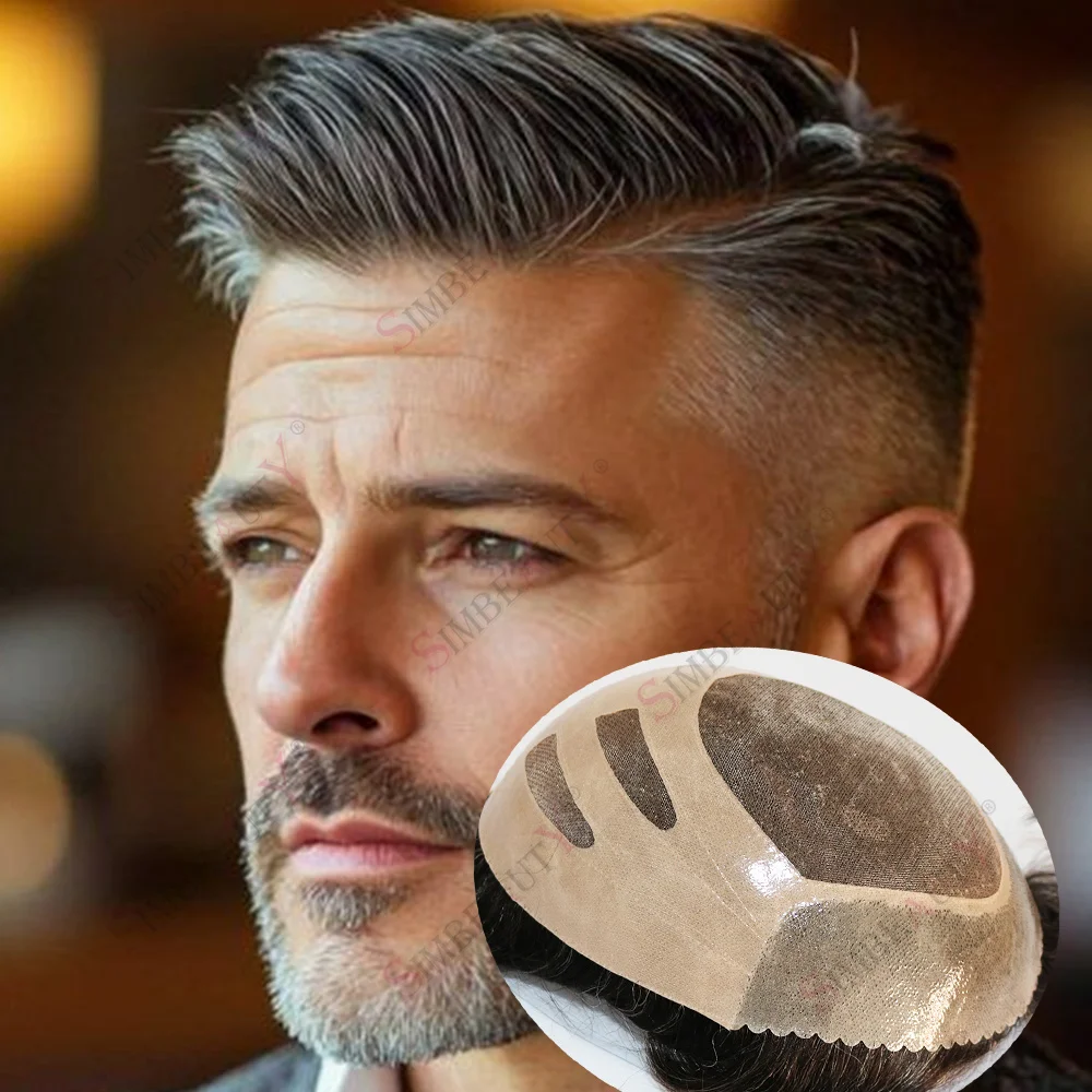 شعر مستعار جديد متين للرجال من NPU Bond 2026، قاعدة أحادية رفيعة ونظام استبدال خط الشعر الطبيعي PU باللون الرمادي 520 #   صناعية للشعر البشري