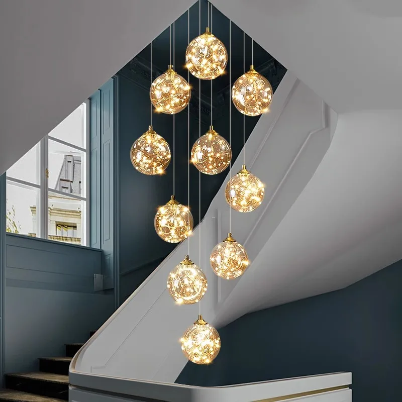 

French Style Modern Pendant Lights LED Indoor Lighting Restaurant Living Room Staircase Hotel Ceiling Chandelier Home Decorative