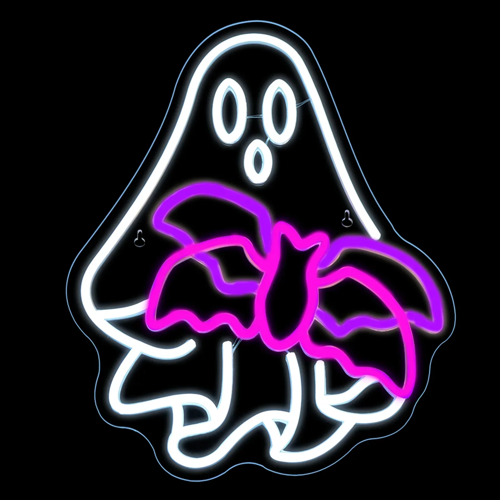

Funny Spooky Ghost Bat Led Light Up Sign Wall Decor for Halloween Dimmable Spooky Window Club Party Bar Shop