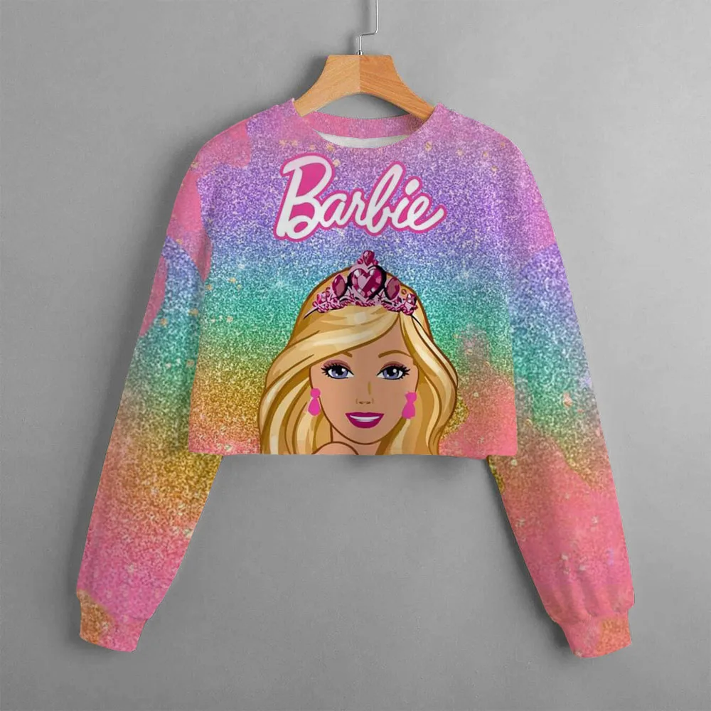 New Girl Barbie Princess 3D Printed Cartoon Printed Casual Decoration Hoodie Long Sleeve Y2K Short Hoodie