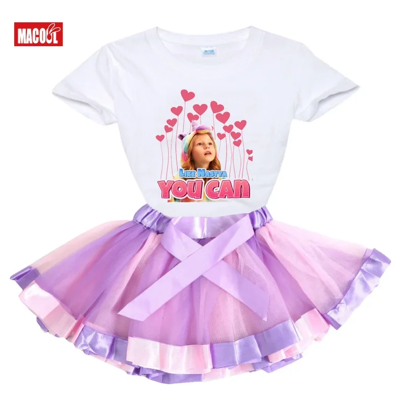 Nastya Clothes T Shirt Girls Outfits Sets 2pcs Kids Tutu Set for Girl Suit Tshirt+tutu Dress Fashion Summer Clothing Fashion Top