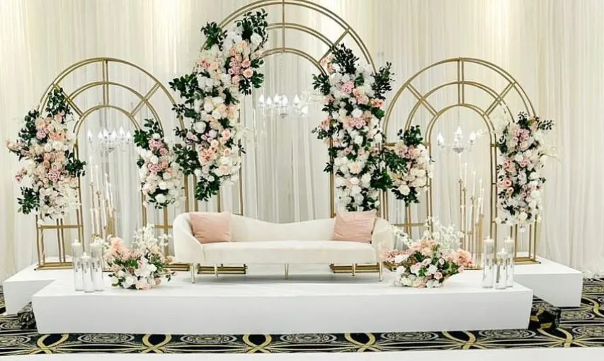 high Arched wrought iron frame wedding u-shaped arch semicircle balloon double pole arch wedding decoration