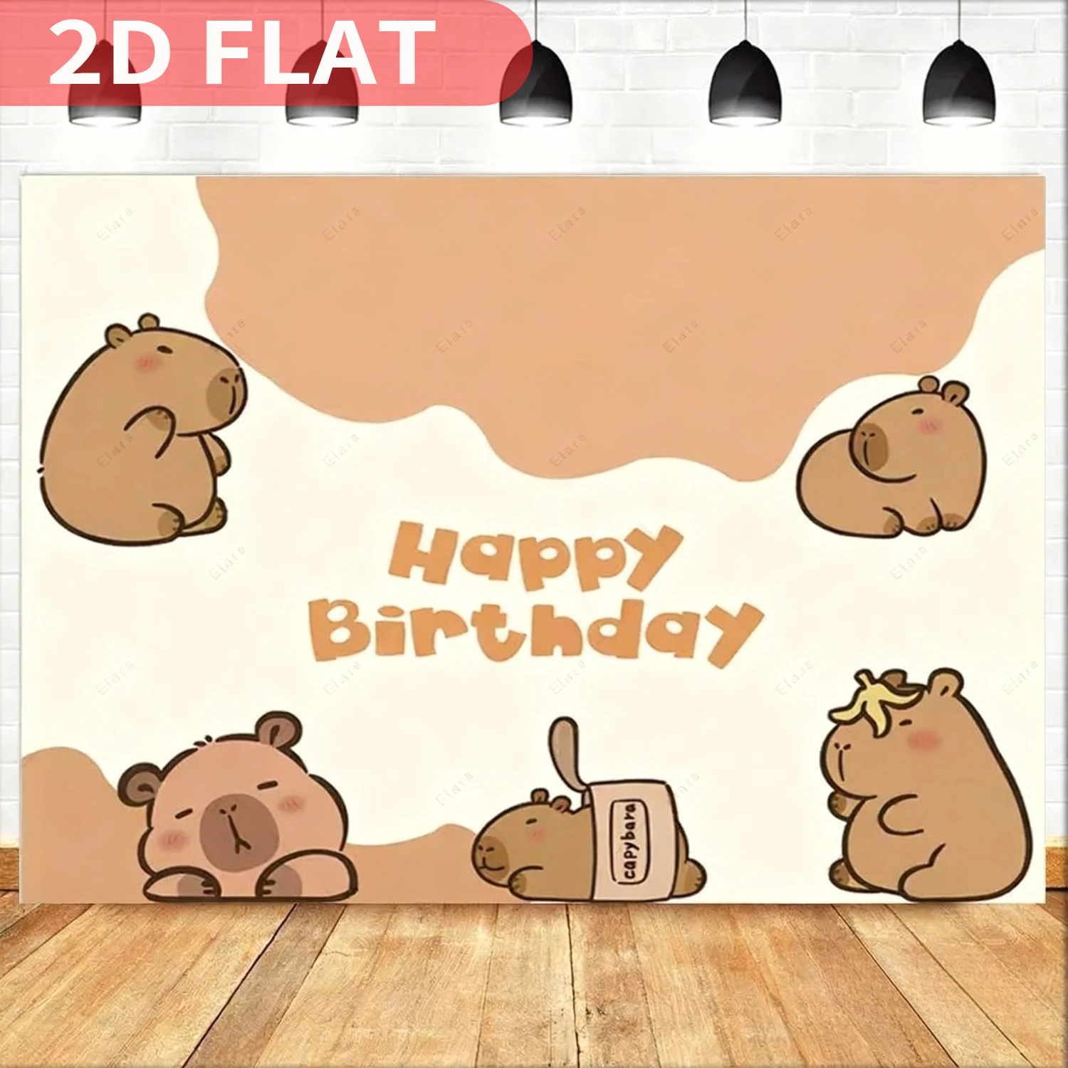 1pc Cute Capybara Animal Theme Birthday Party Flag Decoration, Durable Polyester Photography Backdrop with "Happy Birthday" Text