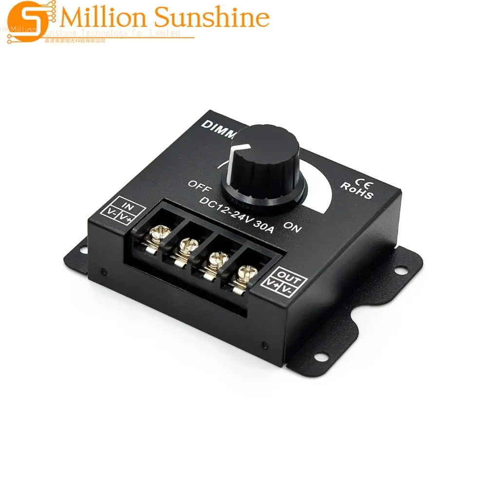 DC12-24V 30A Knob Dimmer Brightness Adjustment Stepless Dimming Switch Controller for 3528 5050 COB SMD LED Strip Light