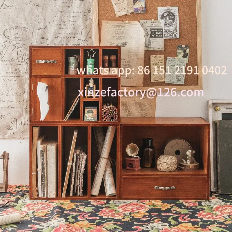 

Customizable przechowywania na blat, retro organizer domowy, drewniane pudełko z 2 szufladami do przechowywania biżut