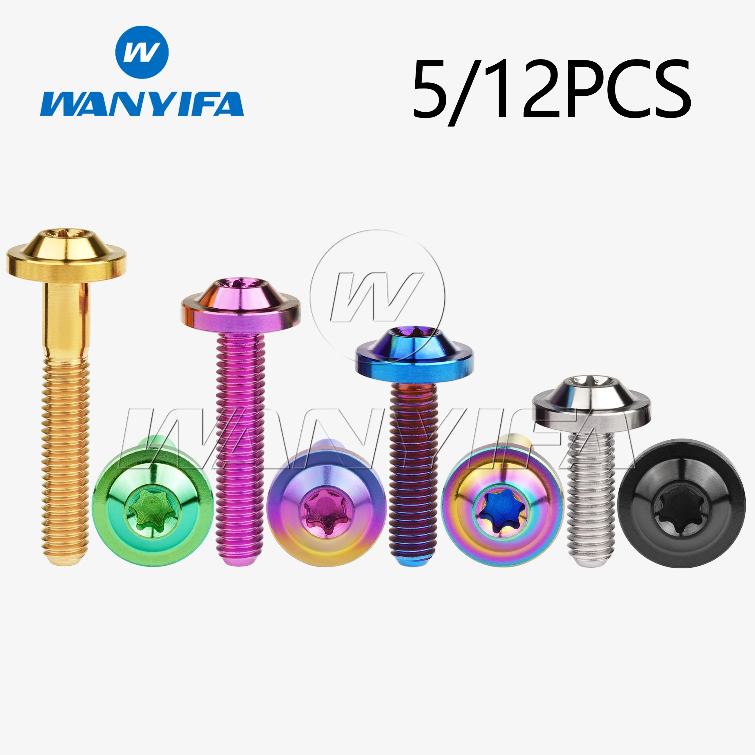 Wanyifa Titanium Bolts M5x10/12/15/20/25/30/35mm T25 Torx Head Screws for Motorcycle Riding Modification Fasteners 5/12PCS